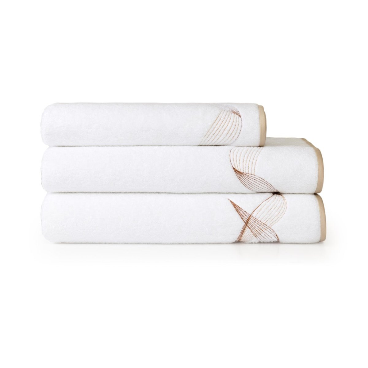 Zephyr Blanc/Sable Bath Sheet 47 x 63 Yves Delorme Couture at Fig Linens and Home