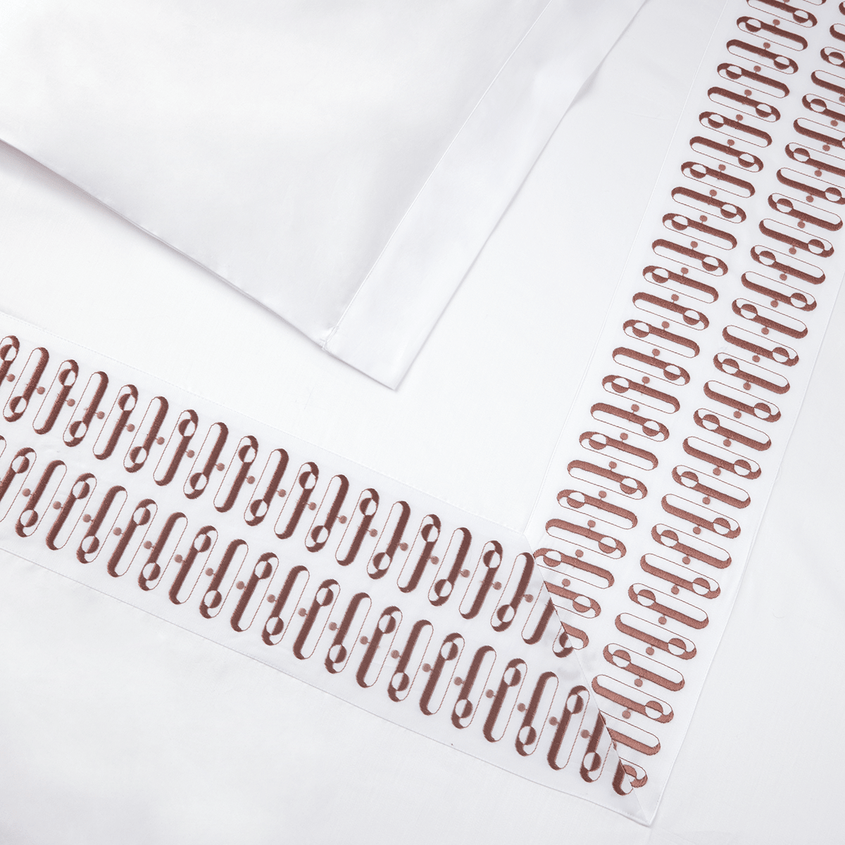Dorian Santal Duvet Cover by Yves Delorme Couture King Duvet Cover Blanc/Santal at FIG LINENS AND HOME 3