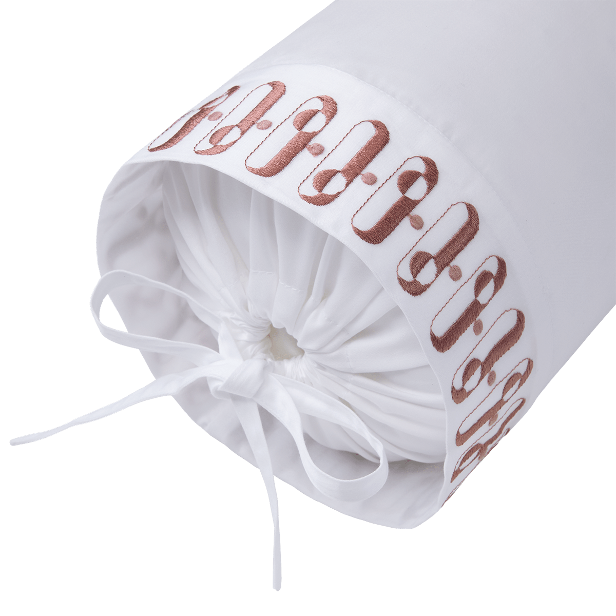 Dorian Santal Neckroll by Yves Delorme Couture Neckroll 5" x 14" Blanc/Santal at FIG LINENS AND HOME 2