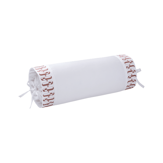Dorian Santal Neckroll by Yves Delorme Couture Neckroll 5" x 14" Blanc/Santal at FIG LINENS AND HOME 1