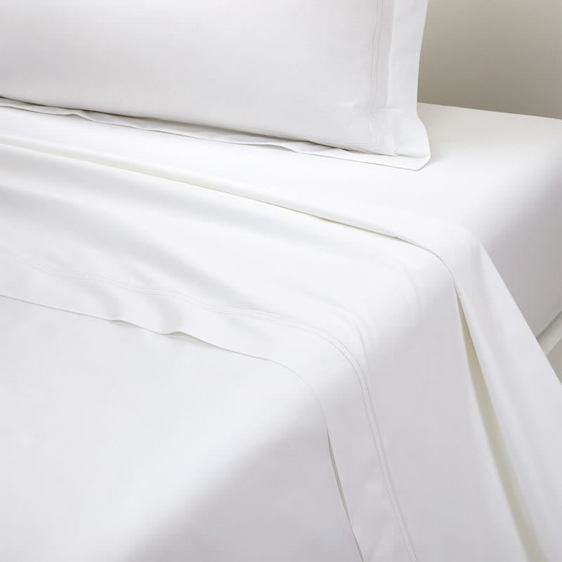 Duo Blanc Bedding by Yves Delorme Flat Sheet Twin 70 x 116 Blanc at FIG LINENS AND HOME 48