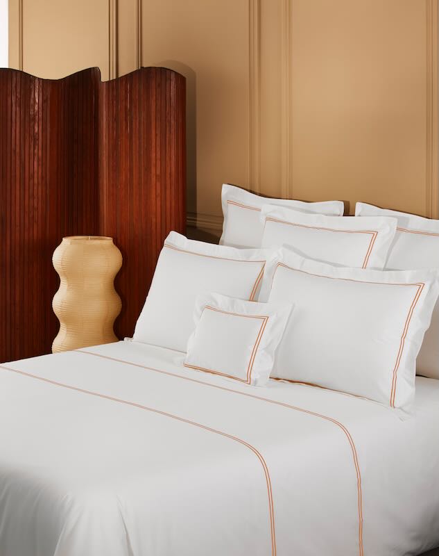 Duo Orange Bedding by Yves Delorme Duvet Cover Full/Queen 92 x 92 Orange at FIG LINENS AND HOME 17