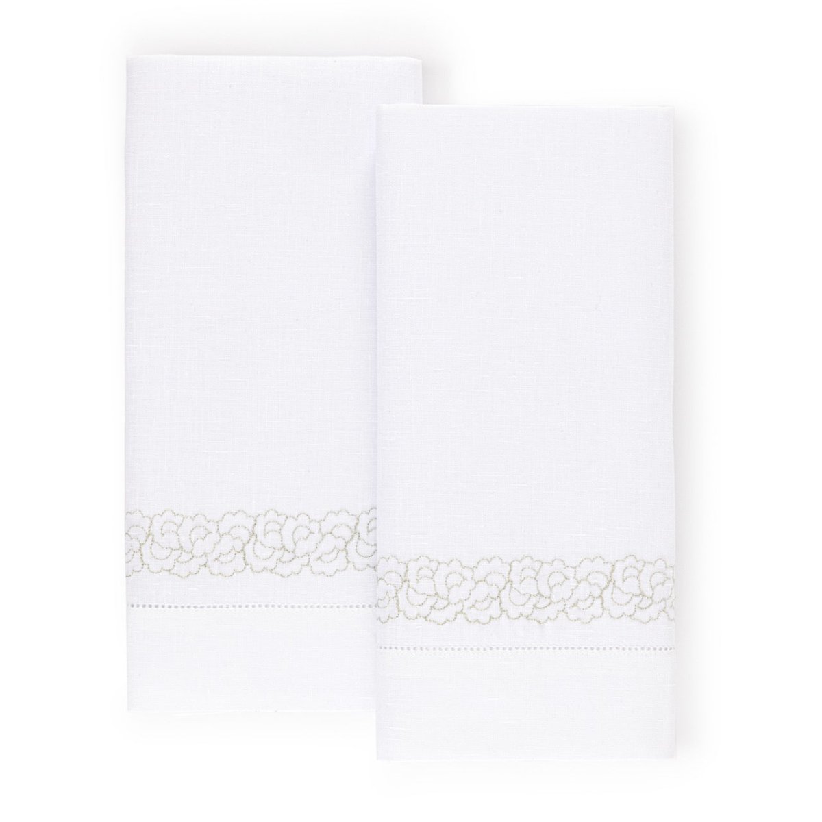 Festons Embroidered Linen Fingertip Towels by Yves Delorme - Powder Room Pair of Towels