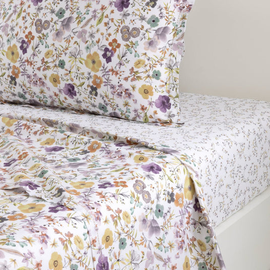 Fleurs Flat Sheet by Yves Delorme King Flat Sheet Multi at FIG LINENS AND HOME 1