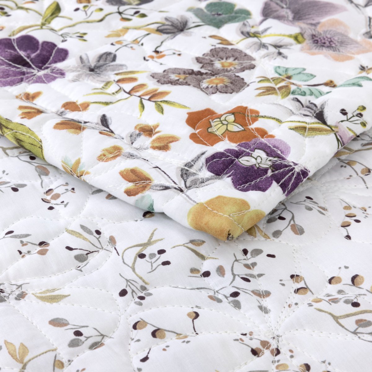 Fleurs Quilted Coverlet by Yves Delorme King Quilted Coverlet Multi at FIG LINENS AND HOME 2