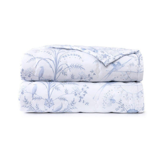 Herbier Quilted Coverlet in Celeste by Yves Delorme - view 1