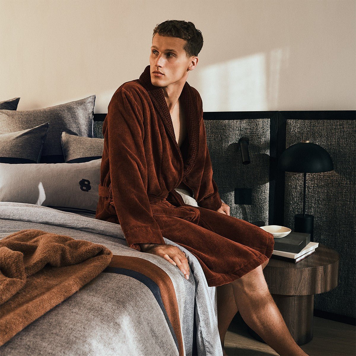 Hugo Boss Men's Double B Lava Robe by Yves Delorme at Fig Linens and Home