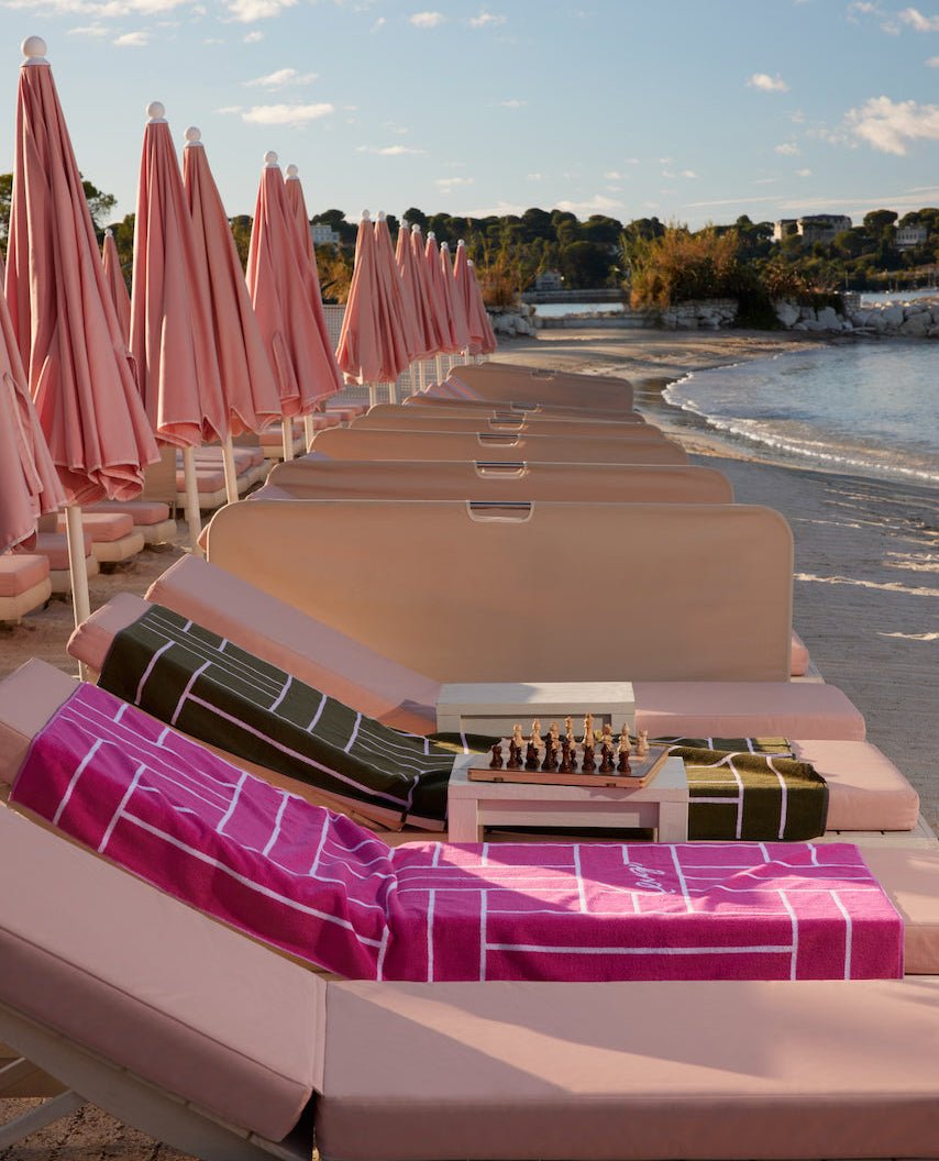 K TATAMI Jacquard Beach Towel by Kenzo Paris | Yves Delorme at Fig Linens and Home 1