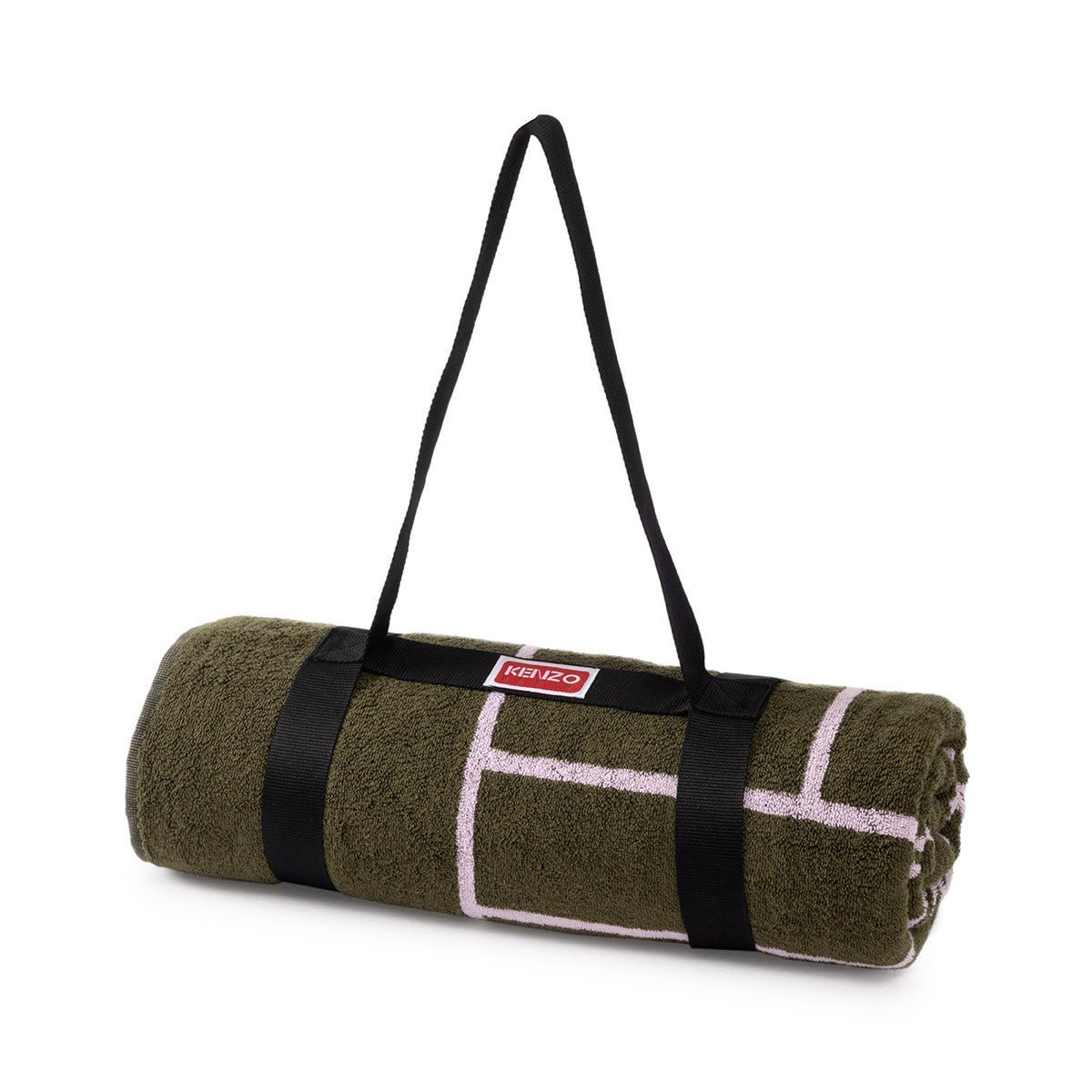 K TATAMI Jacquard Kaki Beach Towel by Kenzo Paris | Yves Delorme at Fig Linens and Home 2