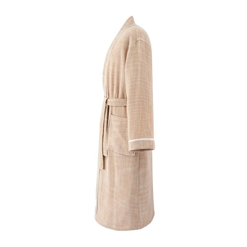Leo Beige Unisex Kimono Bathrobe by Yves Delorme Kimono Bathrobe (Unisex) XXL Beige at FIG LINENS AND HOME 8