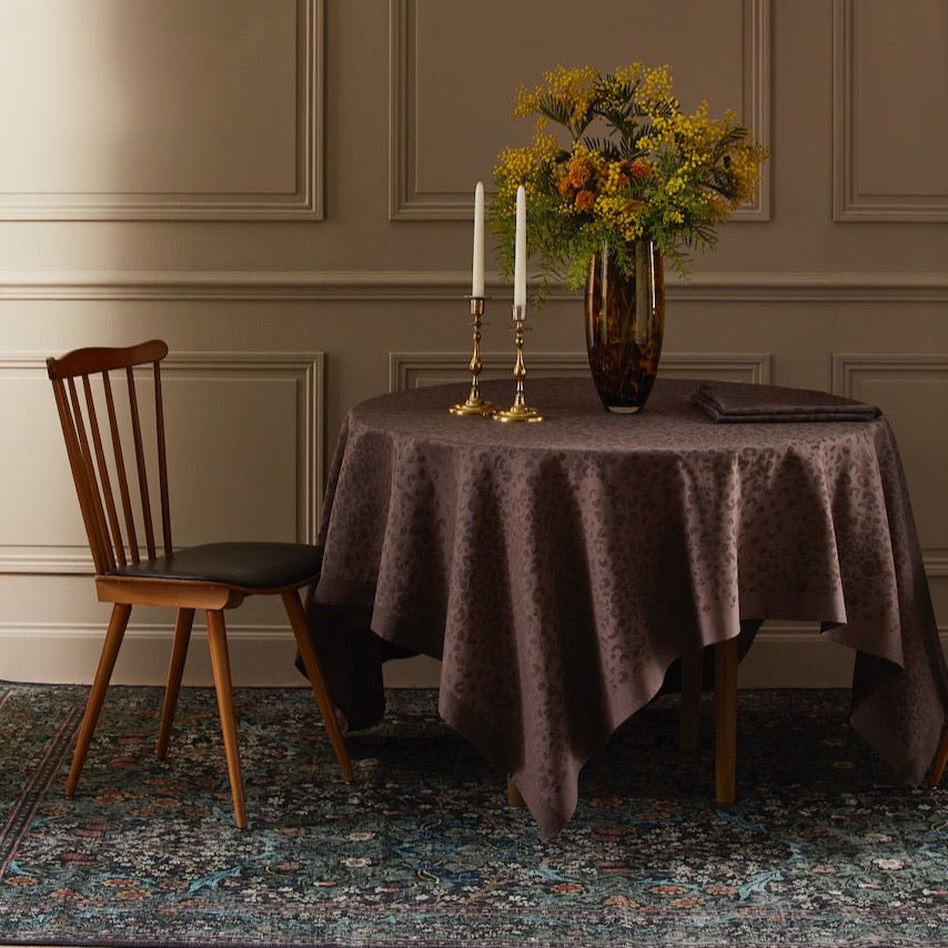 Leopard Moka Tablecloth 71 x 71 Yves Delorme