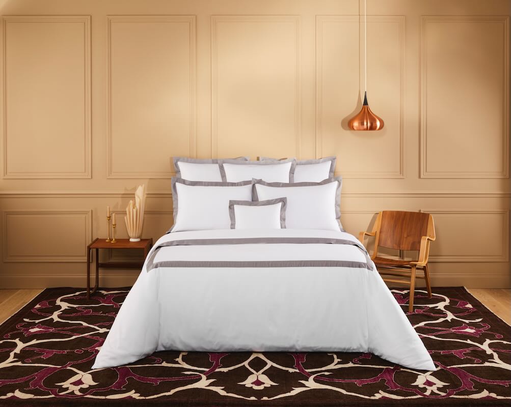 Linea Platine Bedding by Yves Delorme Duvet Cover Full/Queen 92 x 92 Platine at FIG LINENS AND HOME 1