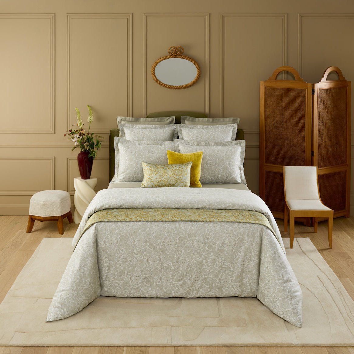 Patio Organic Bedding by Yves Delorme Flat Sheet King 114 x 116 Kaki and Amande at FIG LINENS AND HOME 1