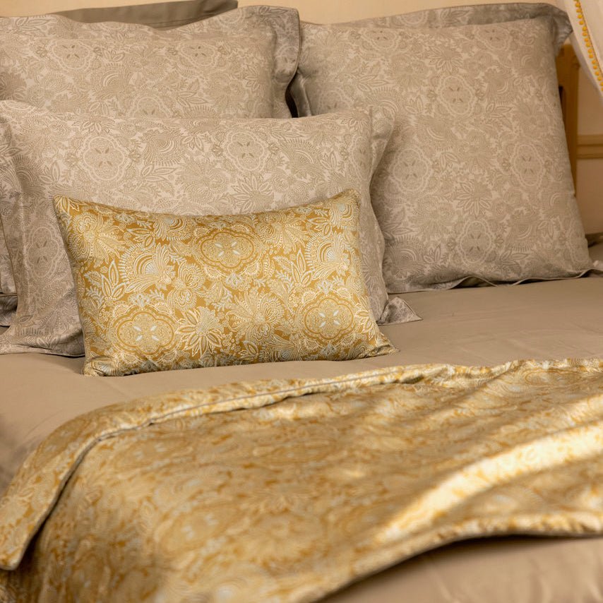 Patio Silk Bed Runner by Yves Delorme Bed Runner 87 x 31 Amande at FIG LINENS AND HOME 4