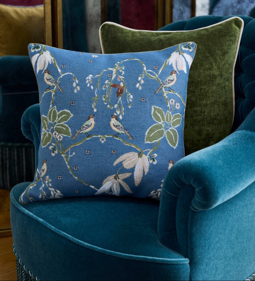 Rameau Outremer Decorative Pillow by Yves Delorme Decorative Pillow 18" x 18" Outremer at FIG LINENS AND HOME 1