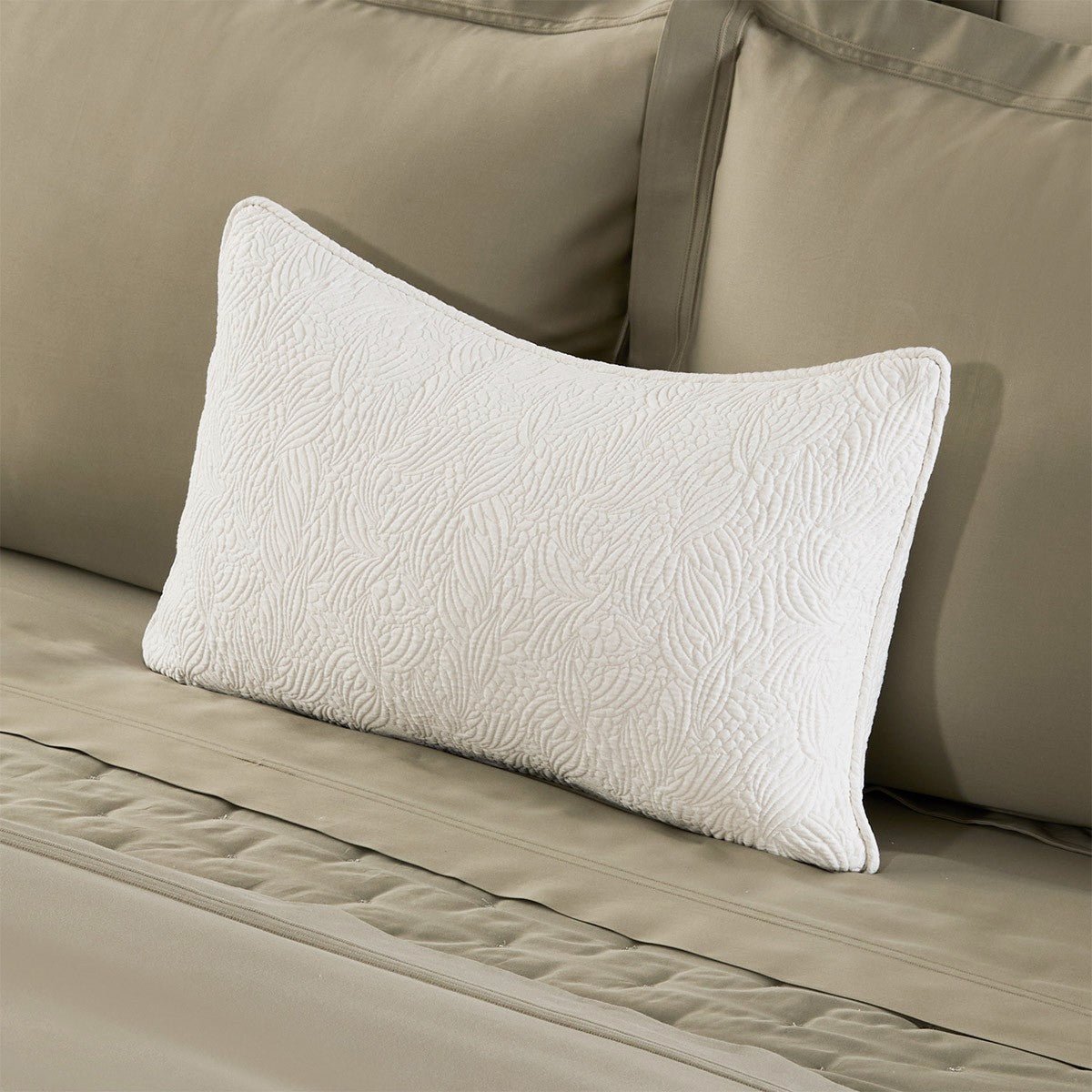 Santoli Nacre Decorative Pillow by Yves Delorme Decorative Pillow 13 x 22 Nacre at FIG LINENS AND HOME 1