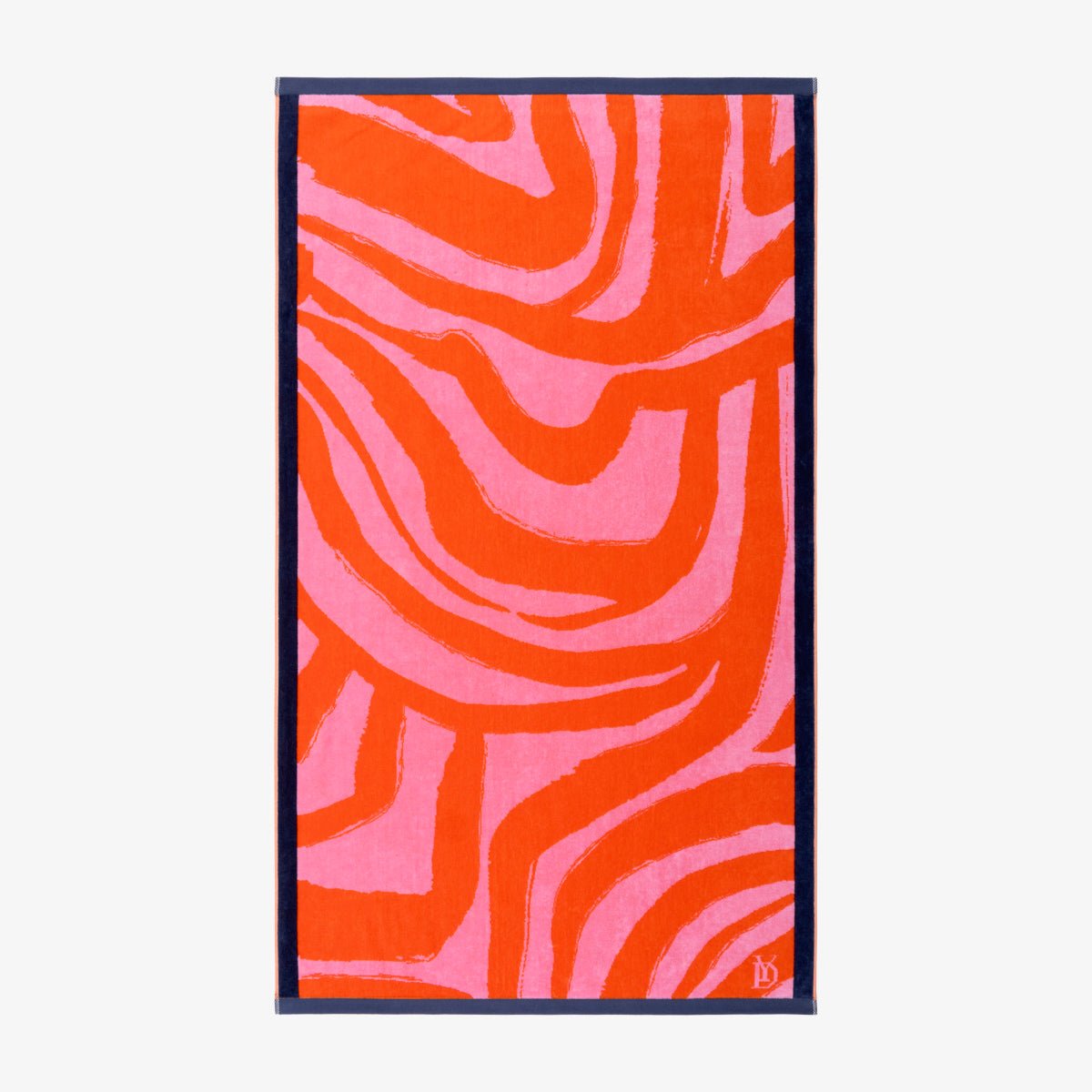 Solaire Jacquard Beach Towel by Yves Delorme at Fig Linens and Home - Pivoine Peony and Deep Pink 2