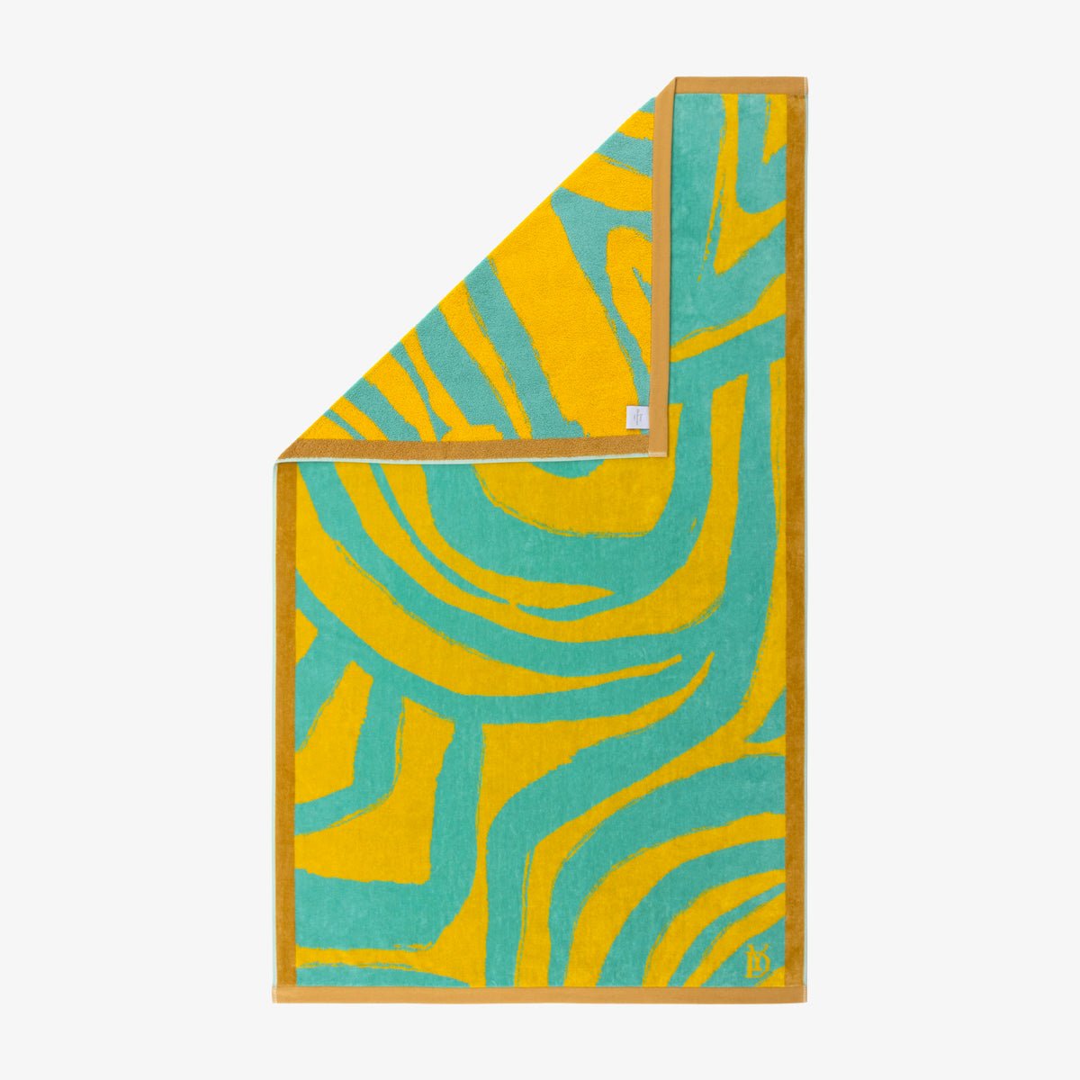 Solaire Jacquard Beach Towel by Yves Delorme at Fig Linens and Home - Lagon Blue and Green 1
