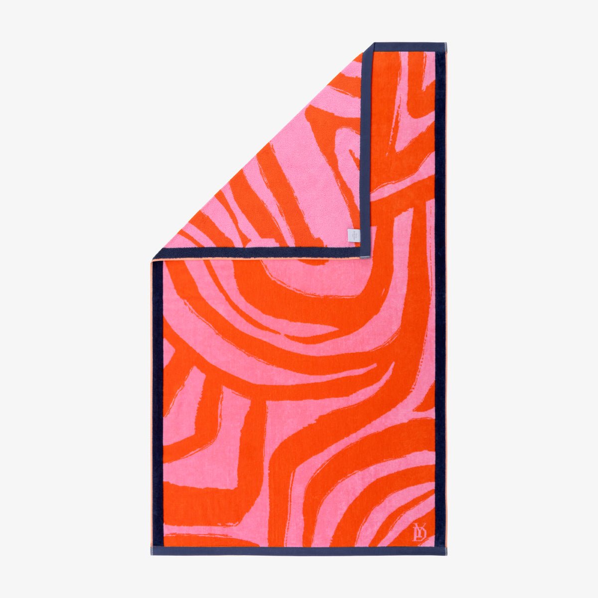 Solaire Jacquard Beach Towel by Yves Delorme at Fig Linens and Home - Pivoine Peony and Deep Pink 3