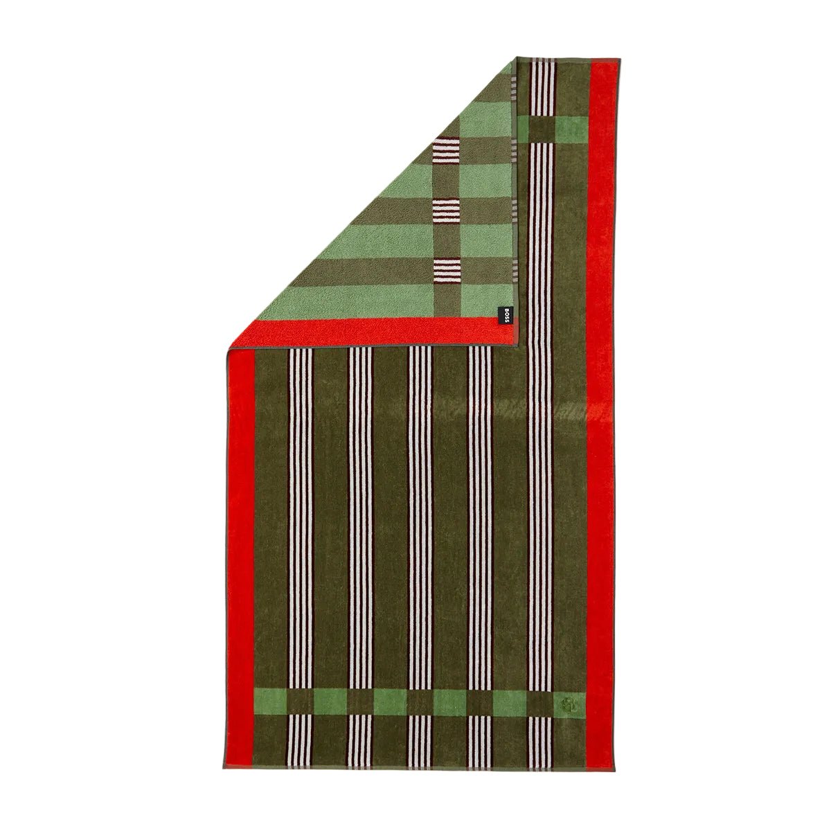 Vento Kaki Jacquard Velour Beach Towel by Hugo Boss Home at Fig Linens and Home | Yves Delorme 1