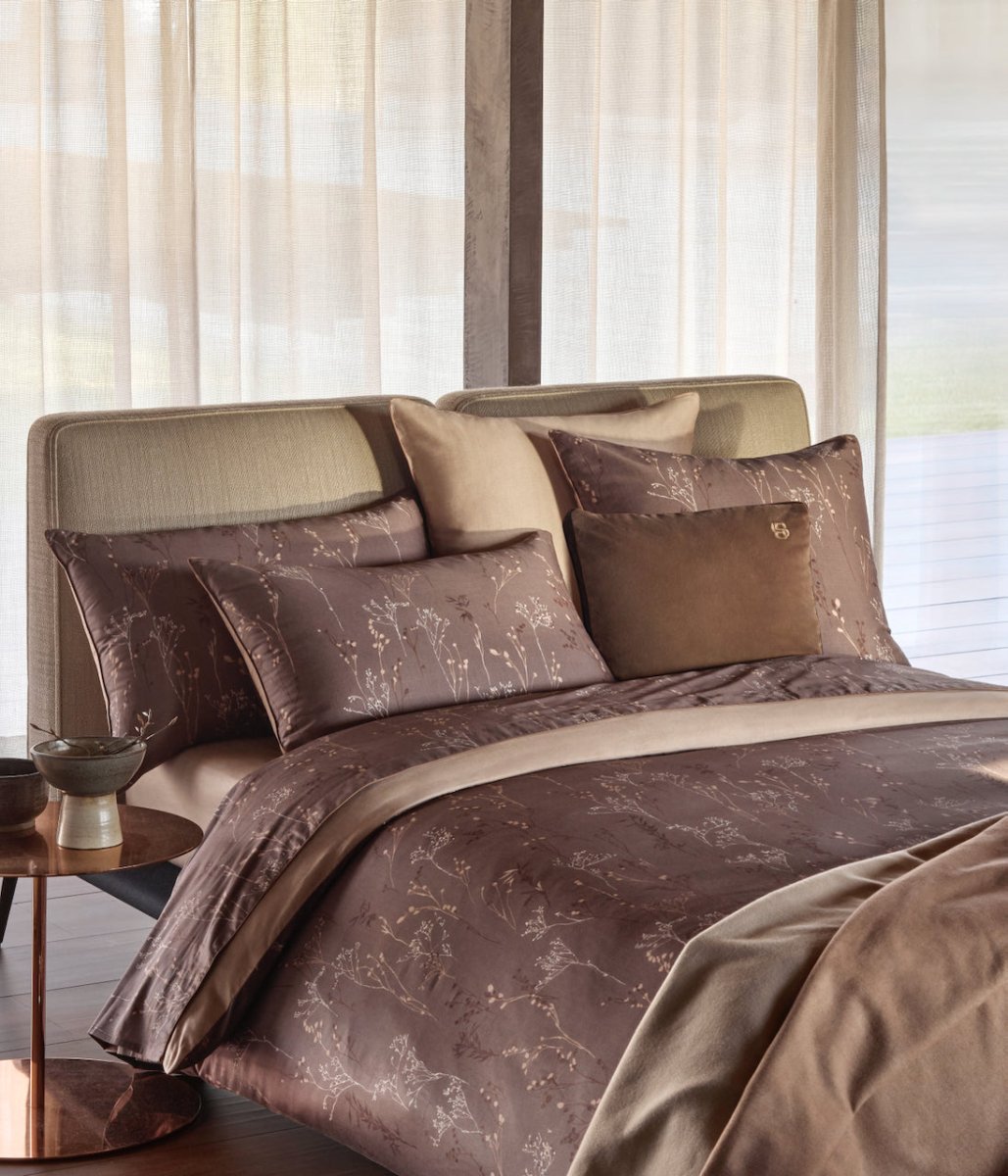 Wild Millet Pillow Sham by Hugo Boss Home King Sham (Pair) 21" x 37" Mocha at FIG LINENS AND HOME 1