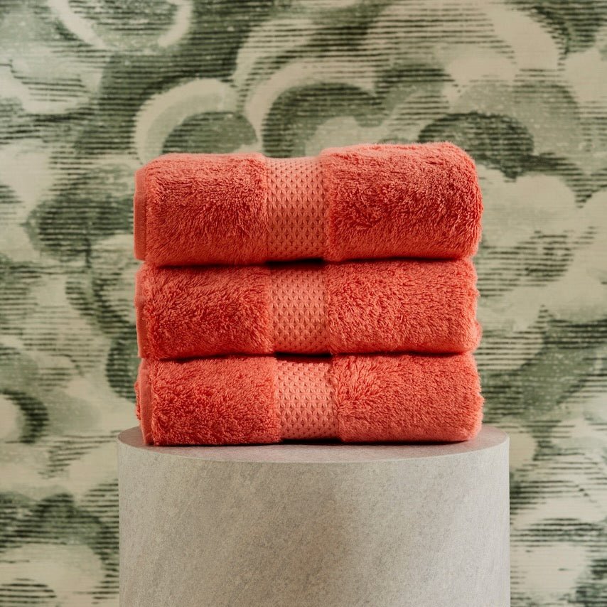 Yves Delorme Etoile Corallin Towels Bath Sheet 36 x 63 Corallin at FIG LINENS AND HOME 1