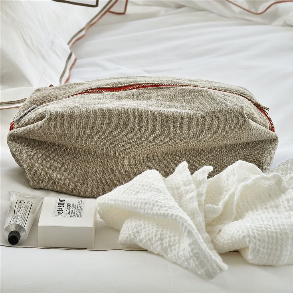 Designers Guild Designers Guild Brera Lino Pebble Large Toiletry Bag - Large Pouch 6 x 6 x 15" Pebble at FIG LINENS AND HOME - 2