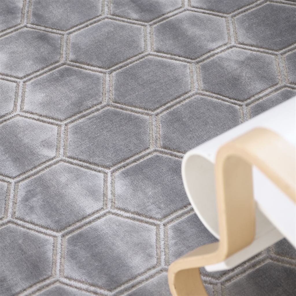 Designers Guild Manipur Silver Rug - 63 x 102in Silver at FIG LINENS AND HOME - 5