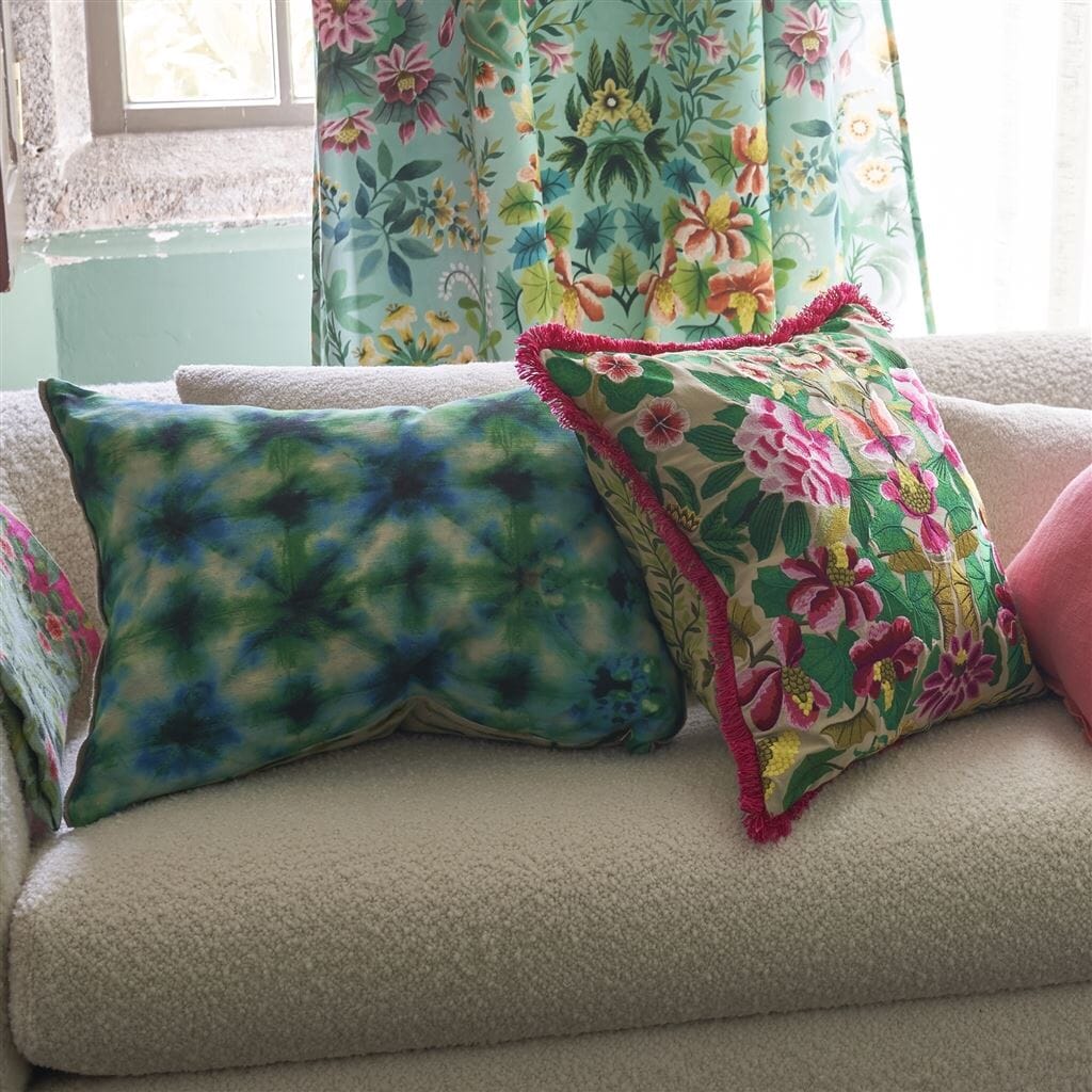 Ikebana Damask Fuchsia Throw Pillow by Designers Guild - Fig Linens and Home - Lifestyle 5