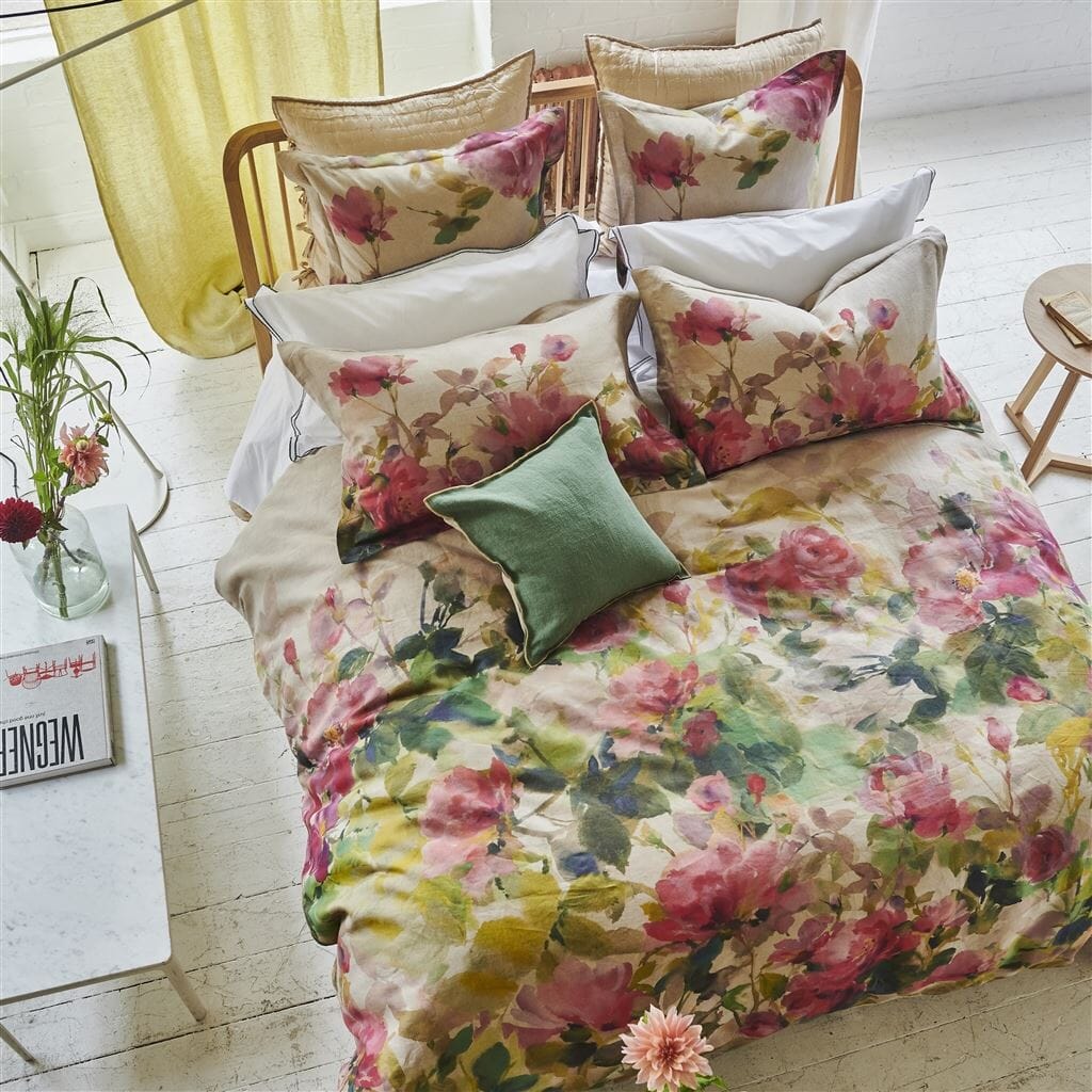 Thelma's Garden Fuchsia King Duvet | Designers Guild Duvets & Shams at Fig Linens and Home - 4