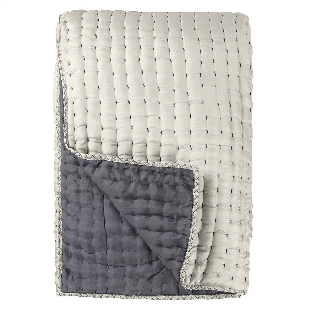 Designers Guild Designers Guild Chenevard Silver & Slate Quilt & Shams - Full/Queen Quilt 91 x 91in Silver & Slate at FIG LINENS AND HOME - 1