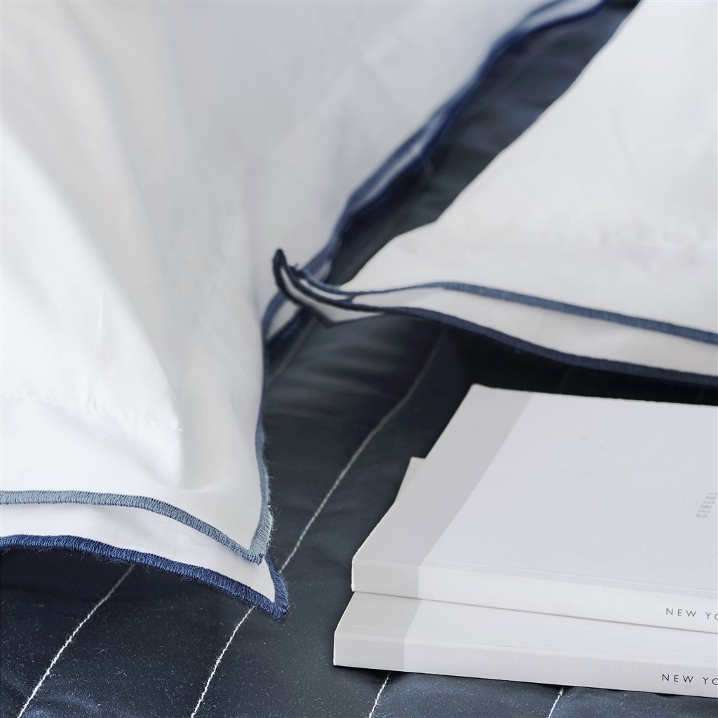 Designers Guild Astor Indigo - Shams Pillowcases Detail