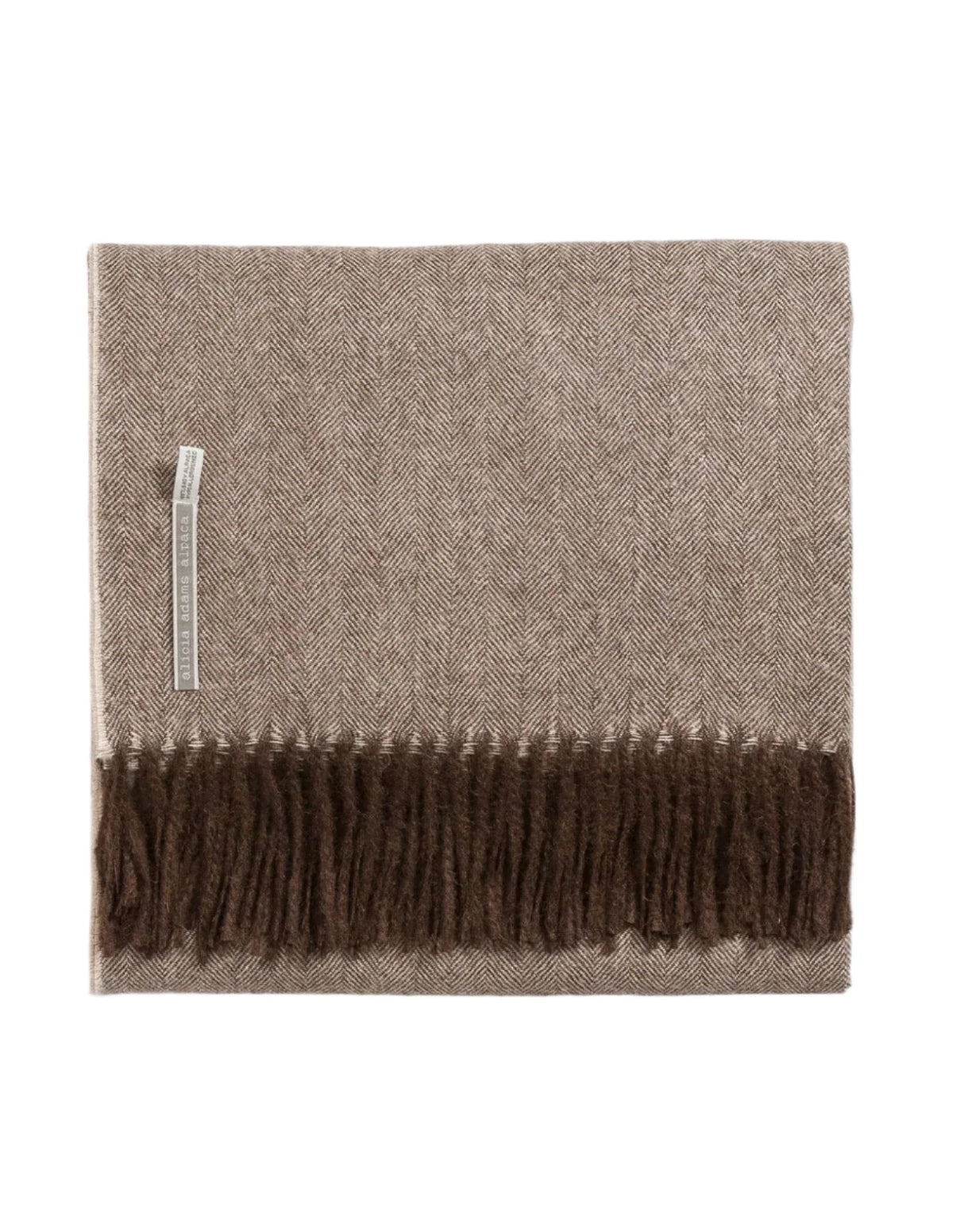 Alicia Adams Alpaca Throw in Chocolate Herringbone