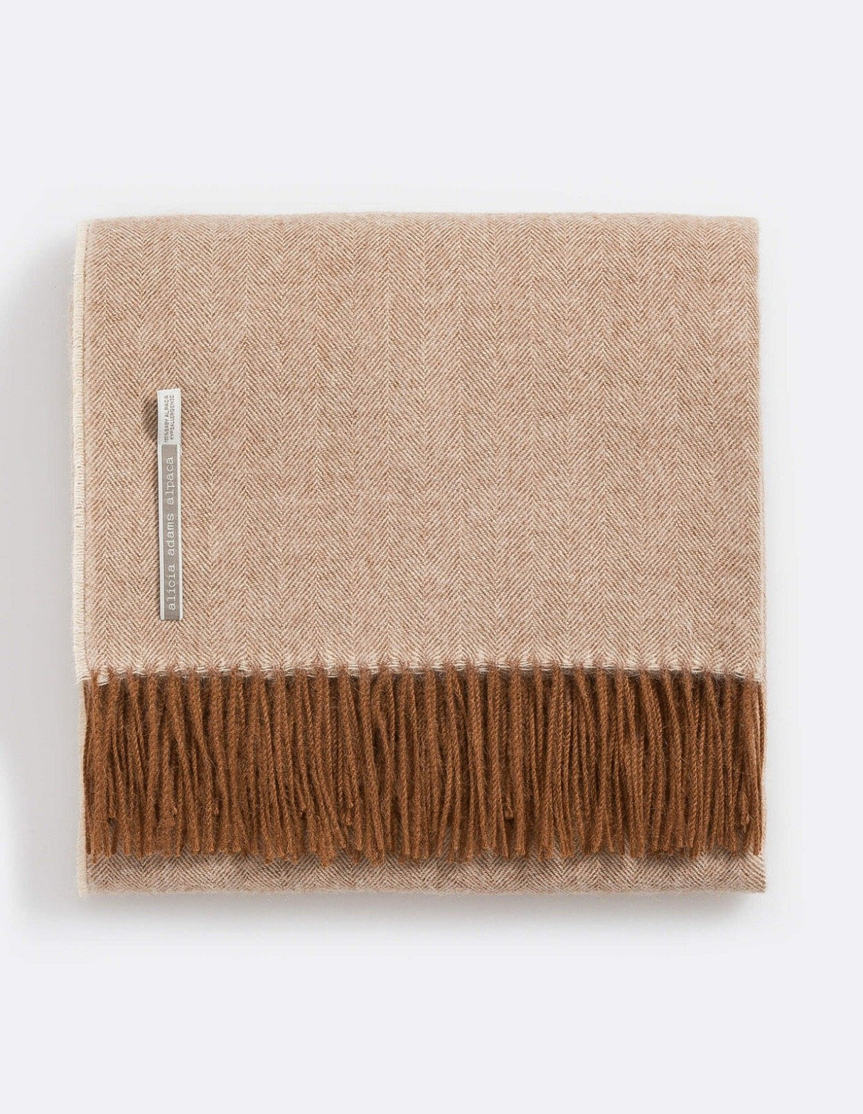 Alicia Adams Alpaca Classic Throw in Herringbone Cognac