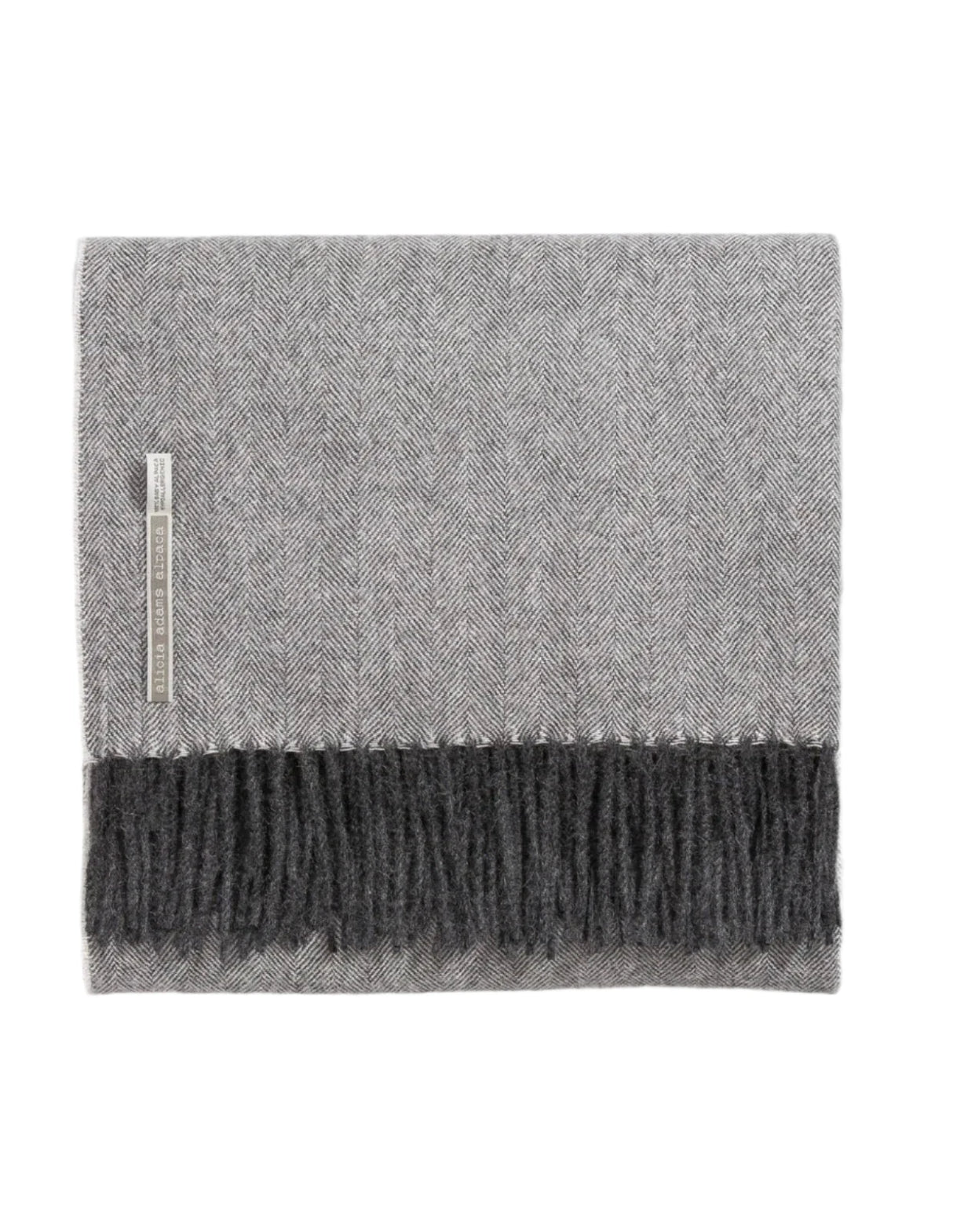 Alicia Adams Alpaca Throw in Dark Grey Herringbone