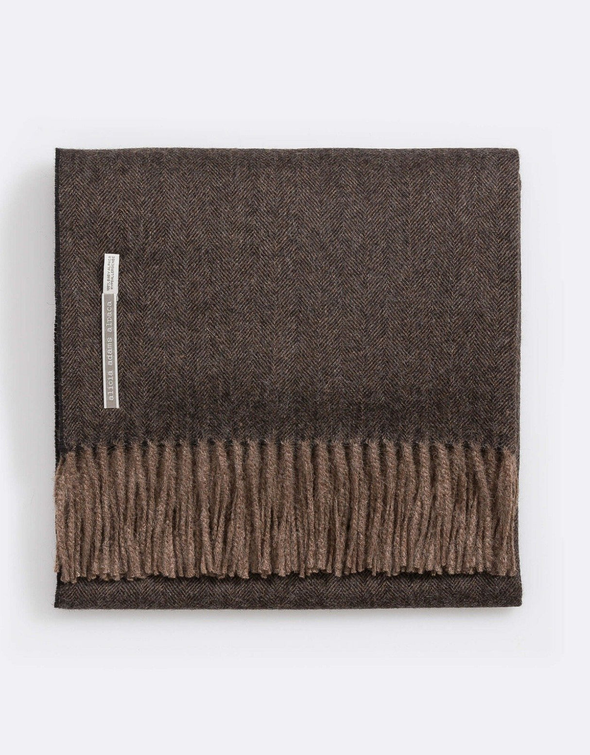 Alicia Adams Alpaca Classic Throw in Herringbone Fudge