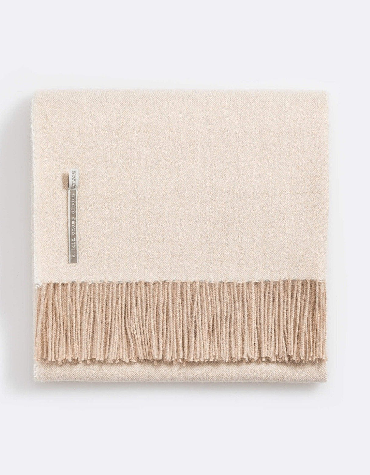 Alicia Adams Alpaca Classic Throw in Herringbone Oatmeal