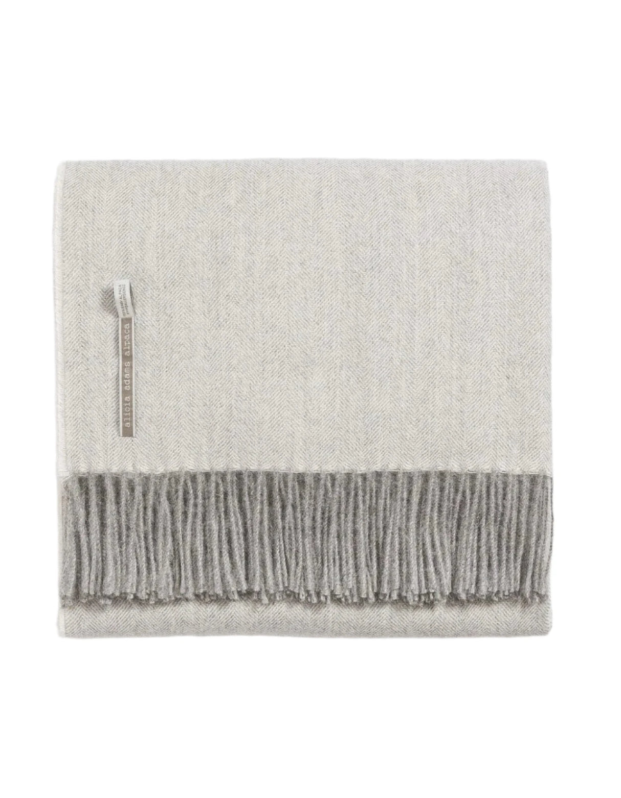 Alicia Adams Alpaca Throw in Pearl Grey Herringbone