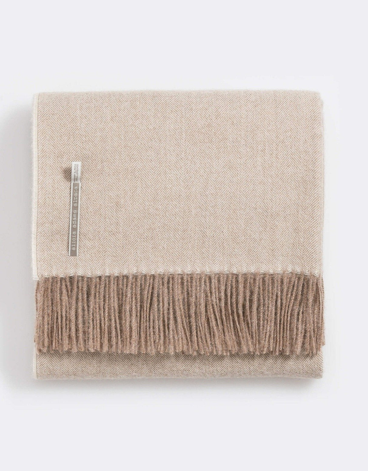 Alicia Adams Alpaca Classic Throw in Herringbone Taupe