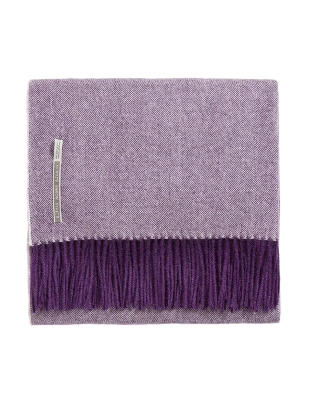 Alicia Adams Alpaca Throw in Royal Grape Herringbone