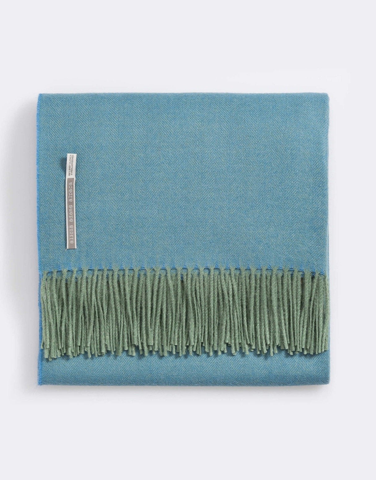 Alicia Adams Alpaca Classic Throw in Herringbone Turquoise