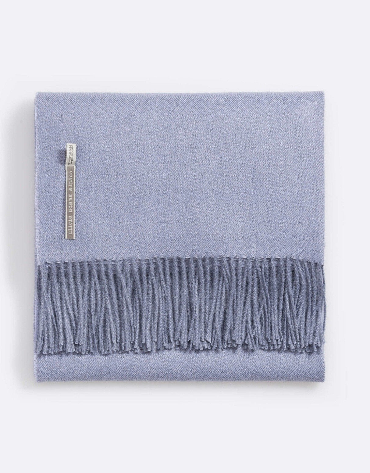 Alicia Adams Alpaca Classic Throw in Herringbone Dusty Aqua