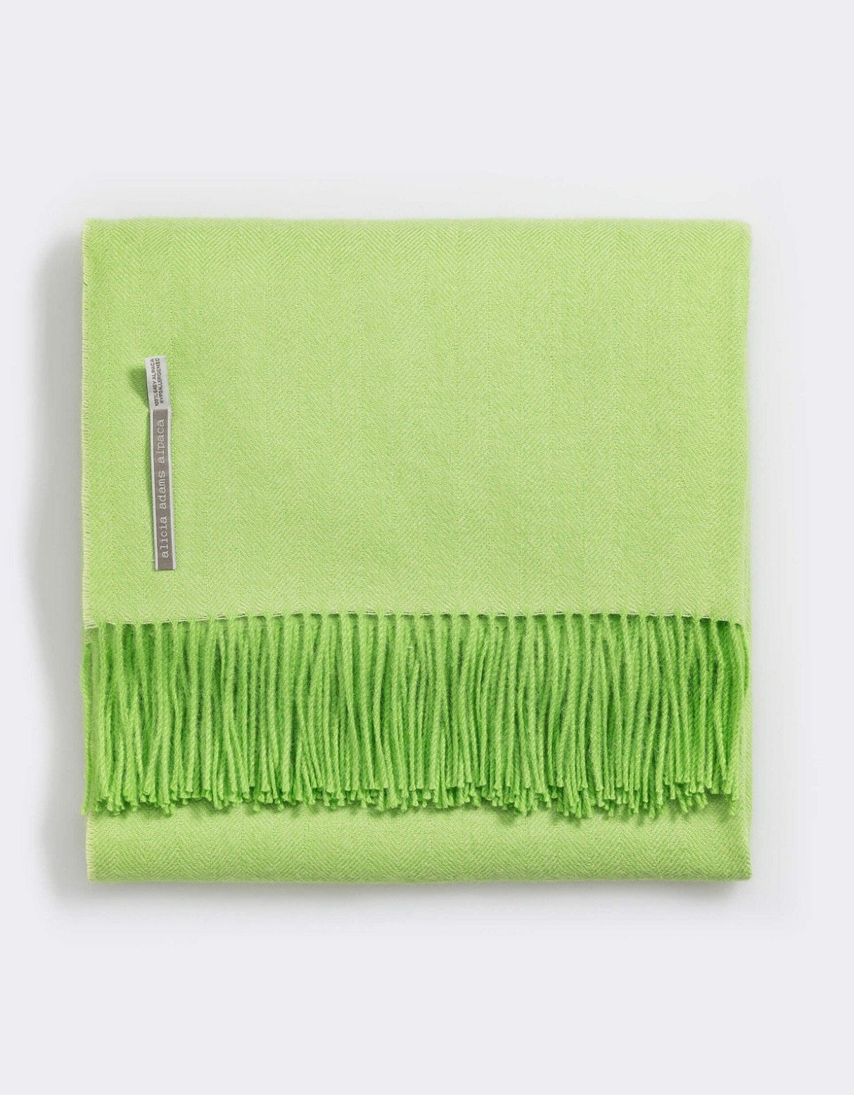 Alicia Adams Alpaca Classic Throw in Herringbone Grass Green