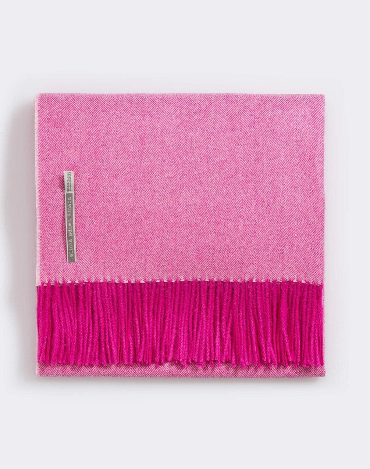 Alicia Adams Alpaca Classic Throw in Herringbone Hot Pink