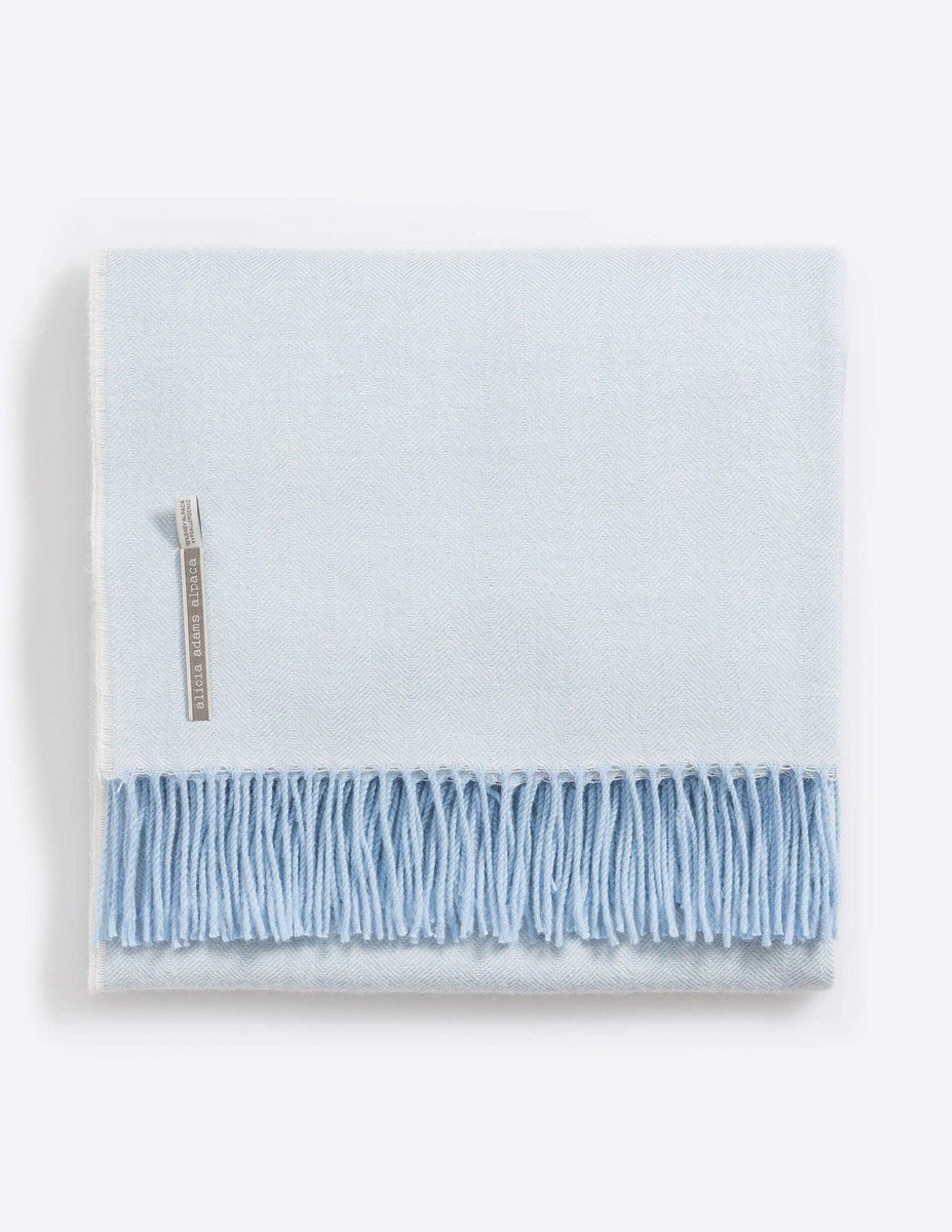 Alicia Adams Alpaca Classic Throw in Herringbone Ice Blue