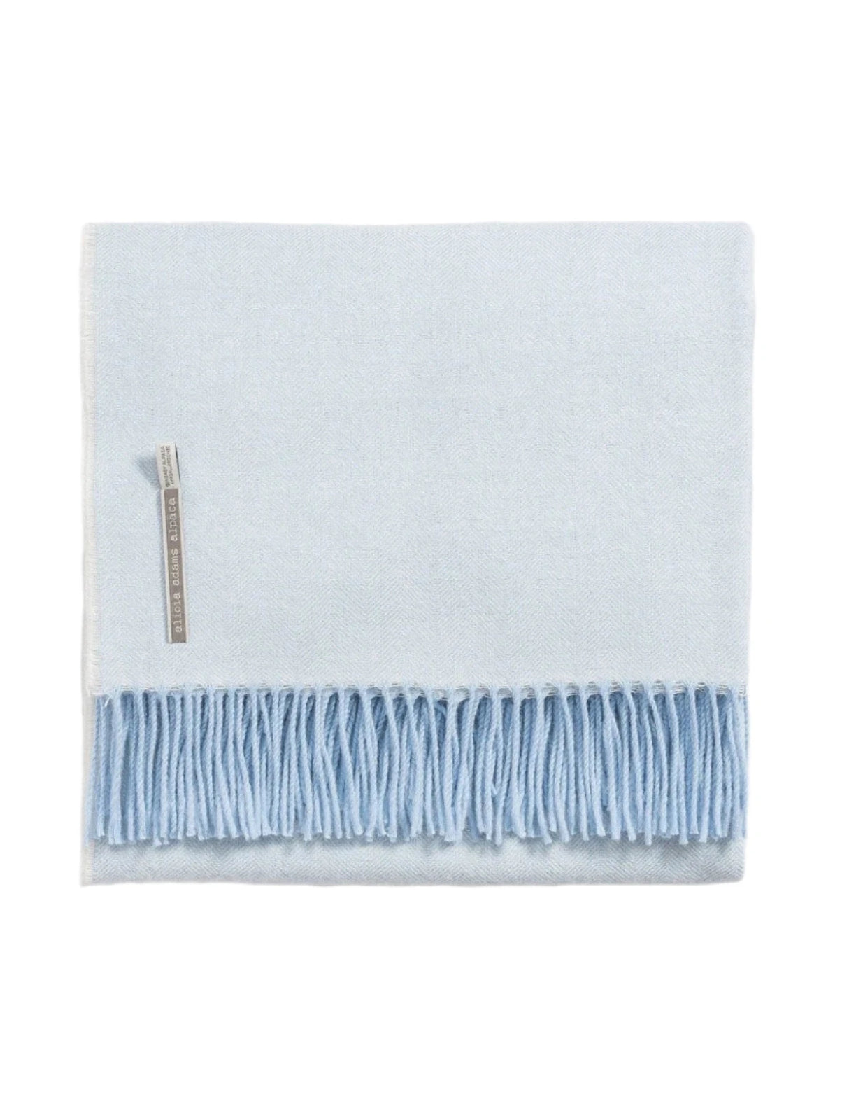 Alicia Adams Alpaca Throw in Ice Blue Herringbone