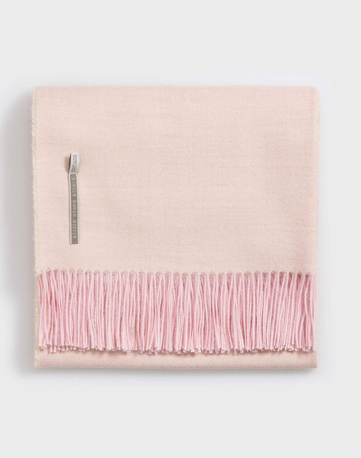 Alicia Adams Alpaca Classic Throw in Herringbone Light Pink