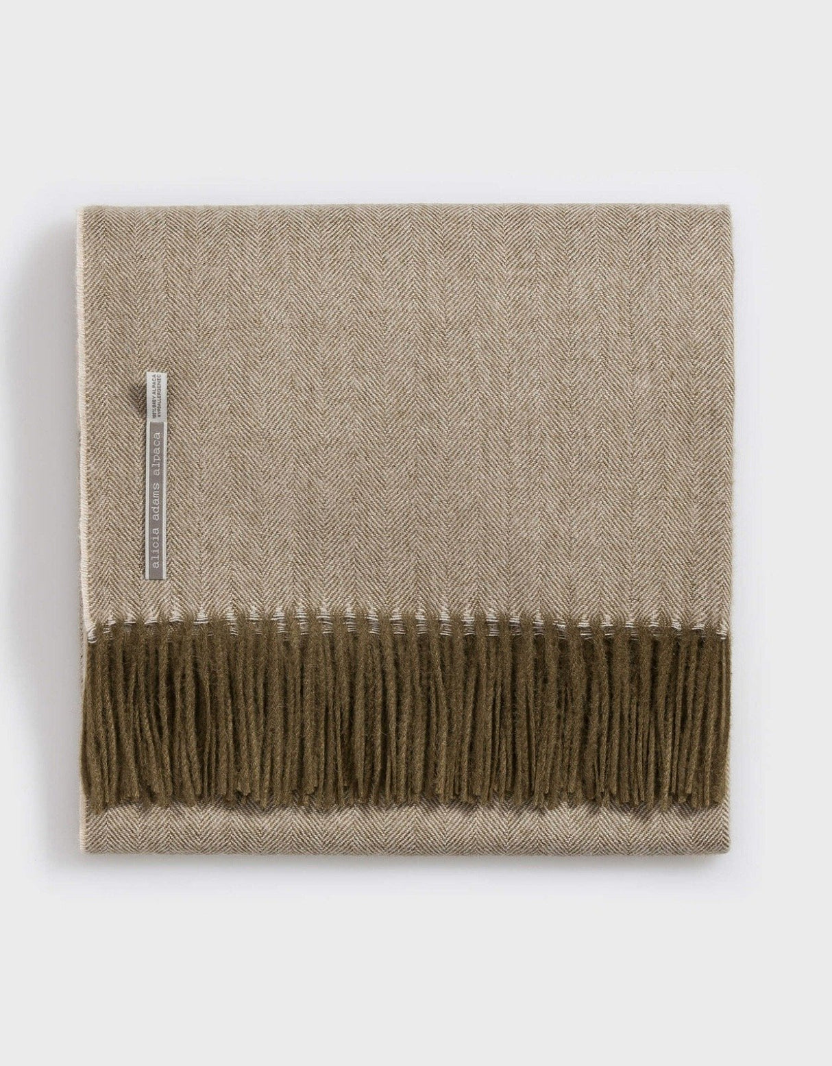 Alicia Adams Alpaca Classic Throw in Herringbone Olive