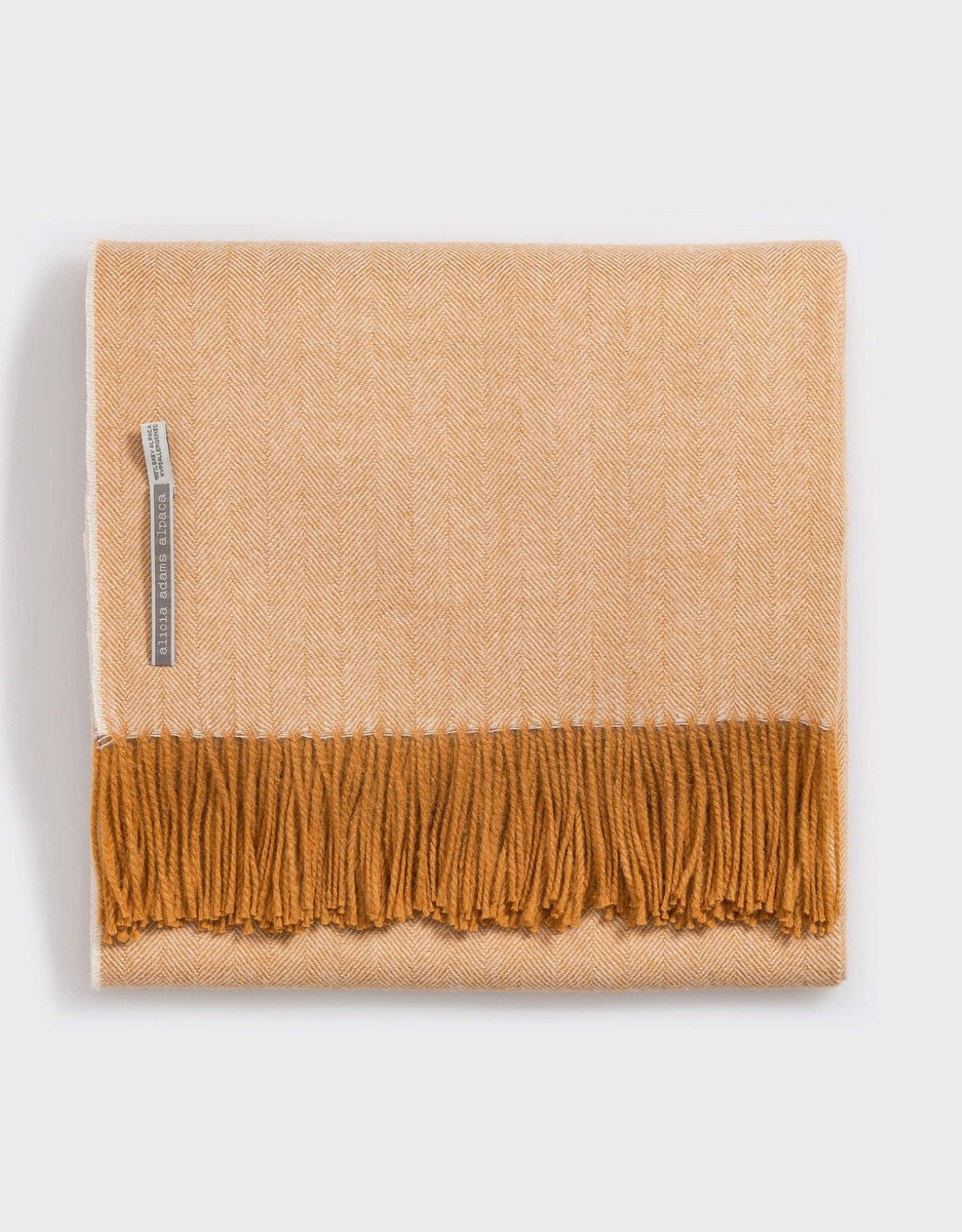 Alicia Adams Alpaca Classic Throw in Herringbone Orange Flash