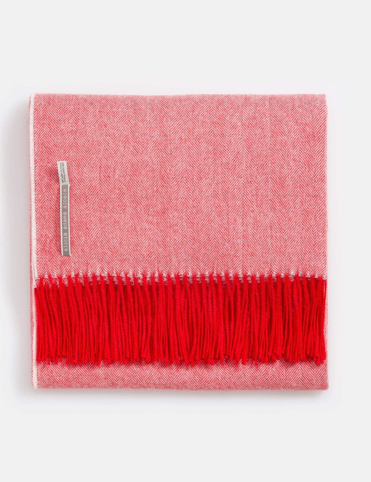 Alicia Adams Alpaca Classic Throw in Herringbone Poppy